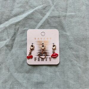 Savage X Fenty Charms Gold and Red Charm Lips Heart Cherries